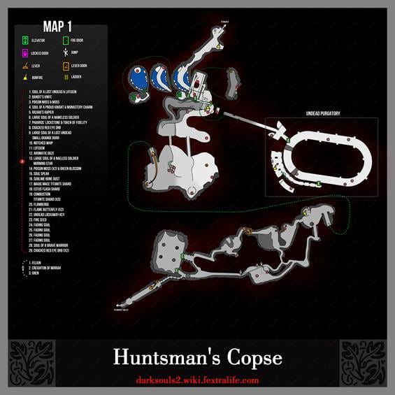 huntsmans copse map dark souls2 wiki guide565px